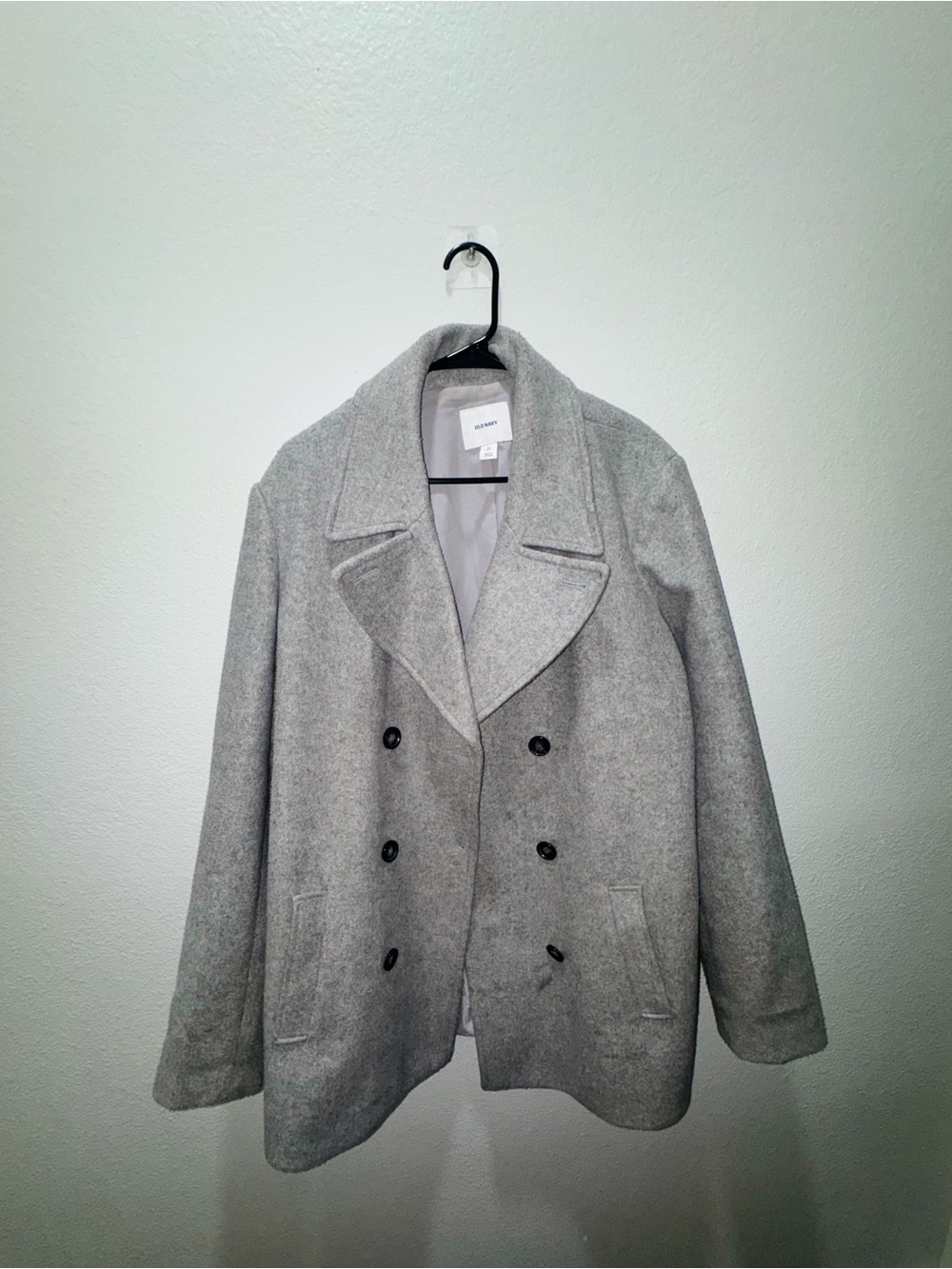Old Navy Women's Light Gray Double-Breasted Pea Coat - Read Description